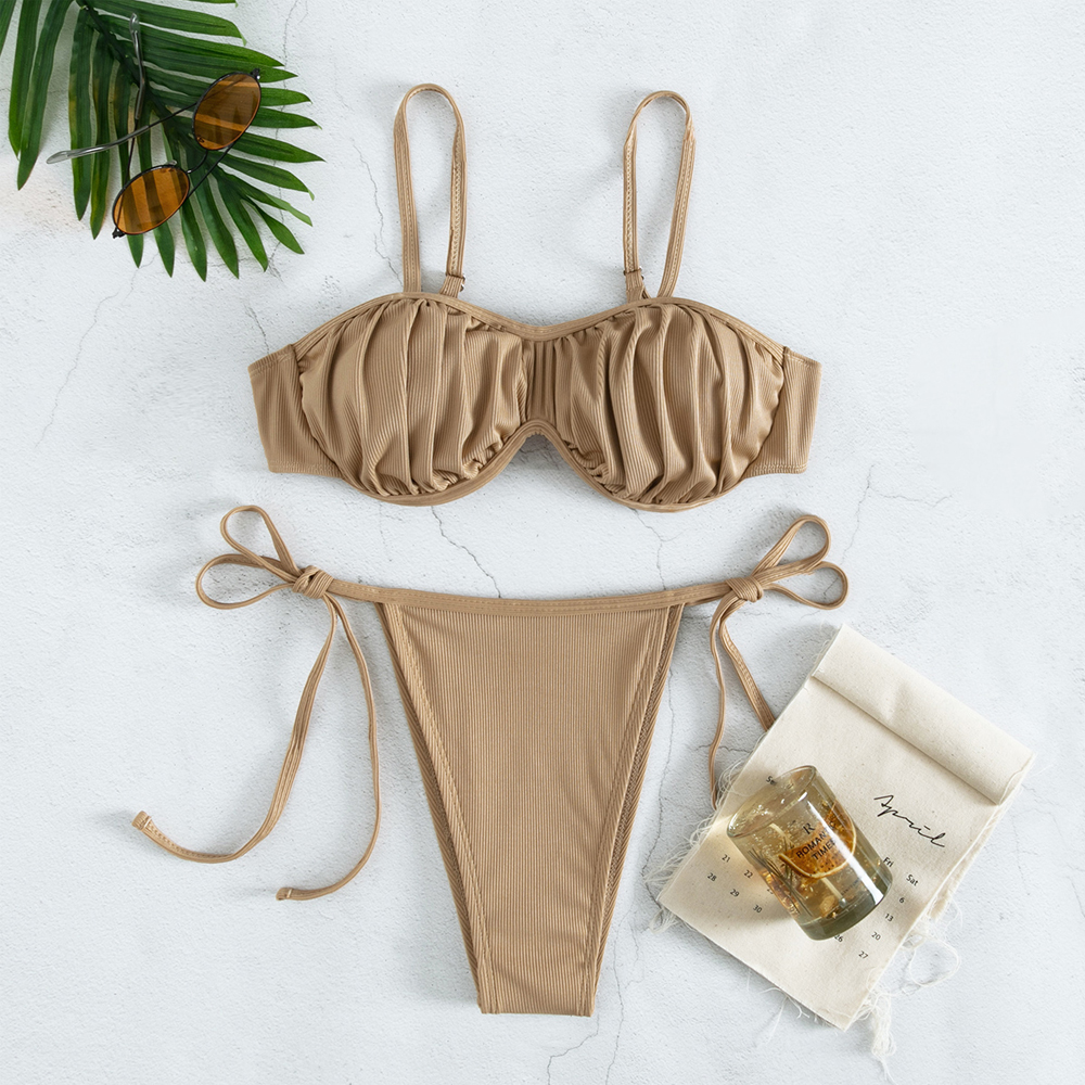 Solid Color Women Bikini Set