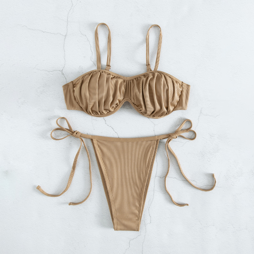 Solid Color Women Bikini Set