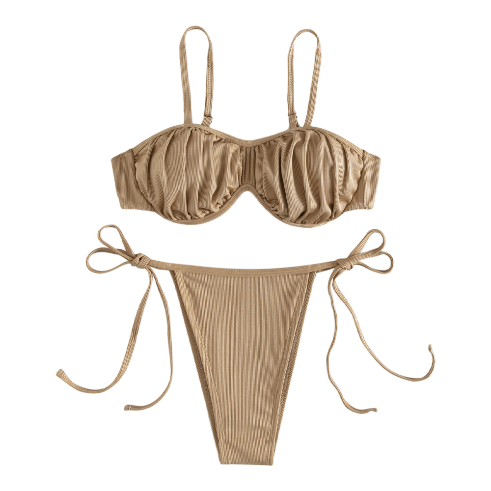 Solid Color Women Bikini Set