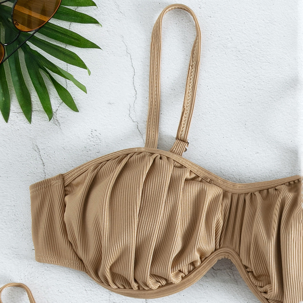 Solid Color Women Bikini Set