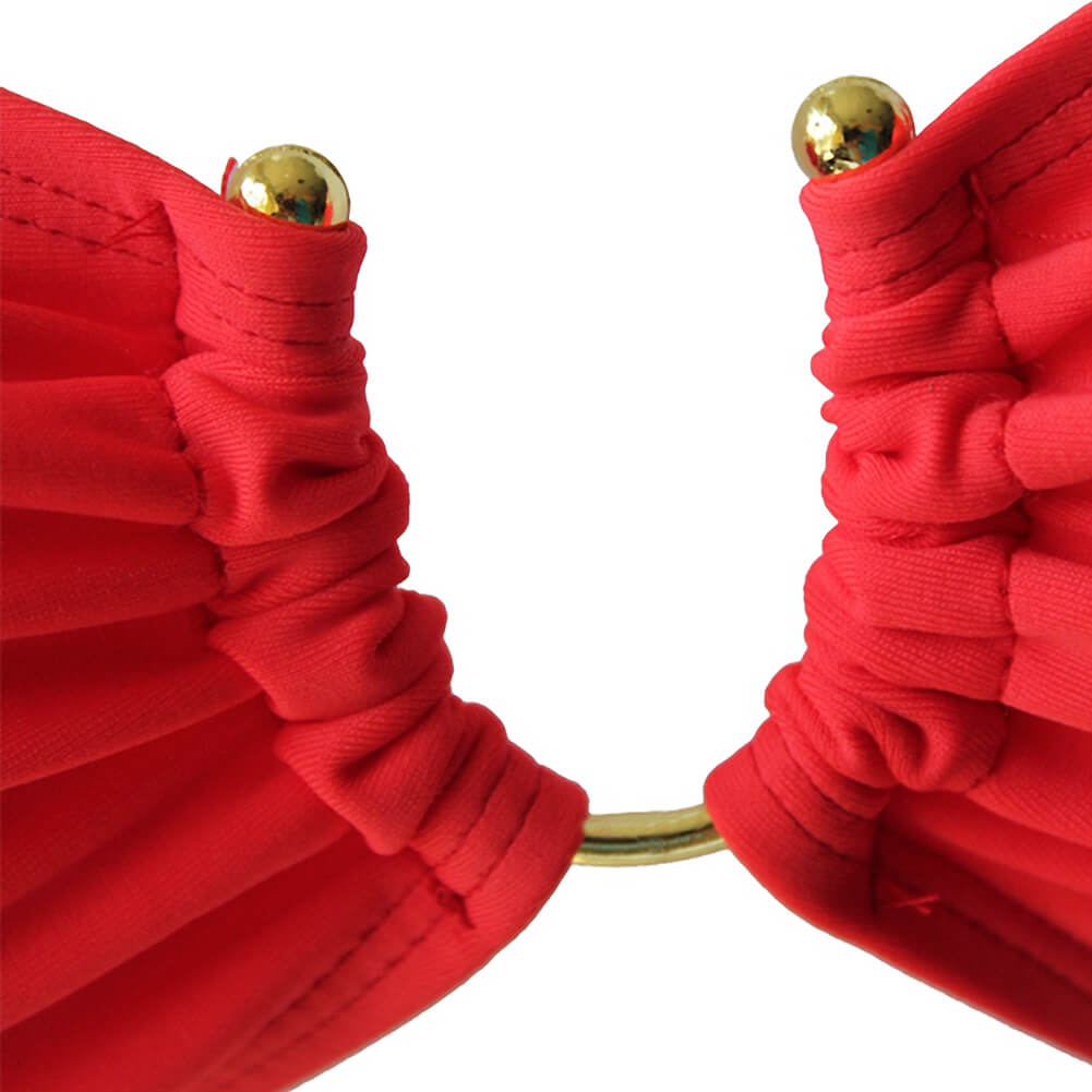 underwire U ring linked bandeau green orange black white two piece women bikini