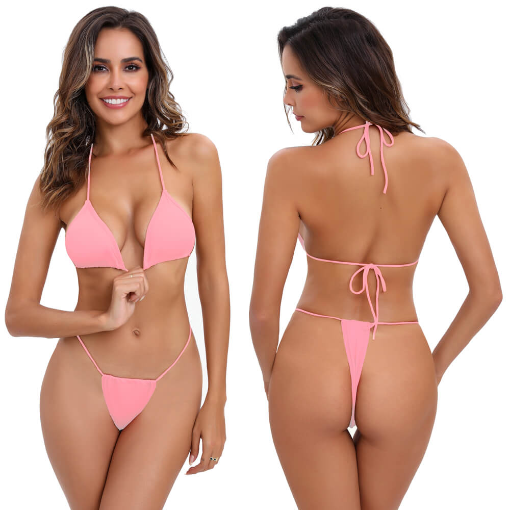 g string 9 solid color thong micro mini two piece triangle women bikini
