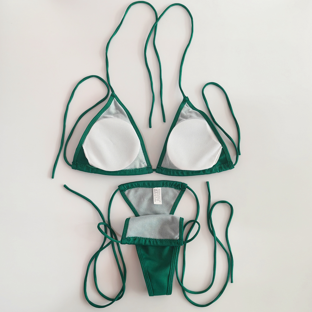 10 solid color g string tie side thong two piece women swimwear